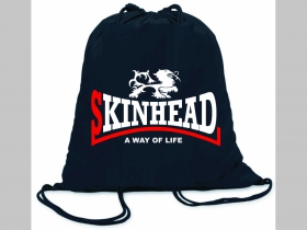 Skinhead a Way of Life ľahké sťahovacie vrecko ( batôžtek / vak ) s čiernou šnúrkou, 100% bavlna 100 g/m2, rozmery cca. 37 x 41 cm